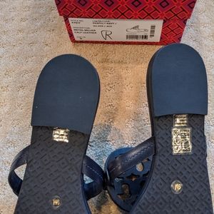 Tory Burch Shoes - NIB Tory Burch Metal Miller Sandal Navy Silver 9 Tory Burch Shoes - NIB Tory Burch Metal Miller Sandal Navy Silver 9